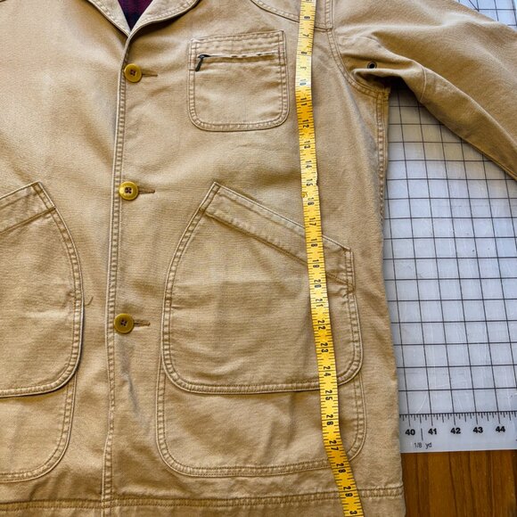 L.L. Bean Men's Original Field Coat Barn Chore Jacket Flannel Lined sz L Tan - Picture 3 of 9